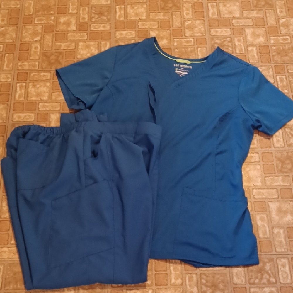 HH Works Blue Scrub Top  And Pants XL Healing Hands